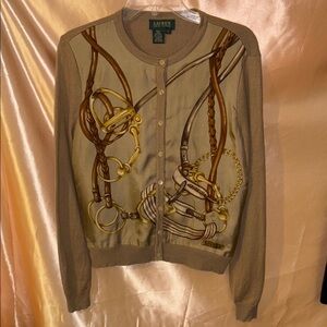 🐴Ralph Lauren Tan and Gold Cardigan🐴